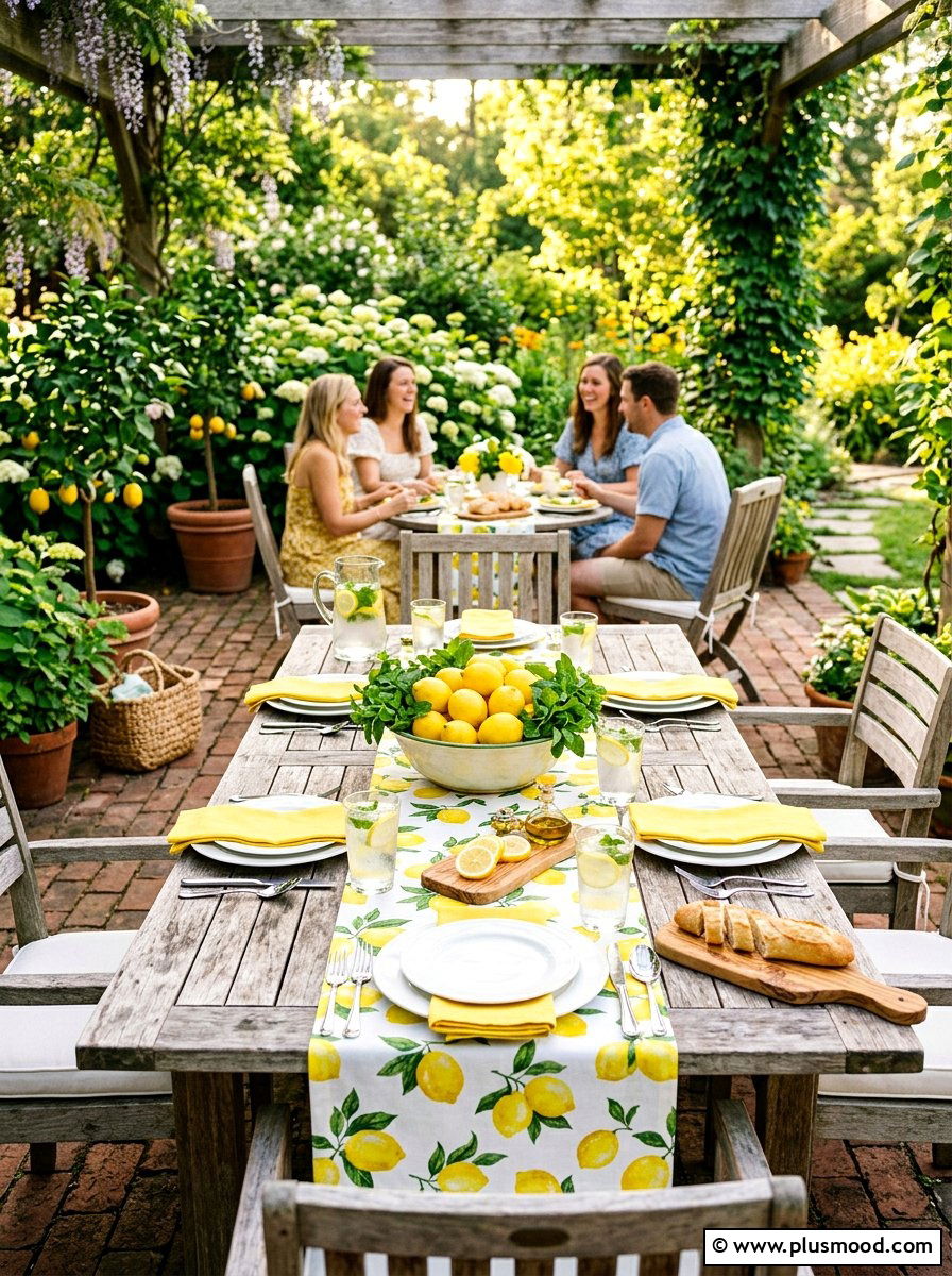 Lemon Theme Outdoor Dining - 25 summer place setting ideas for summer