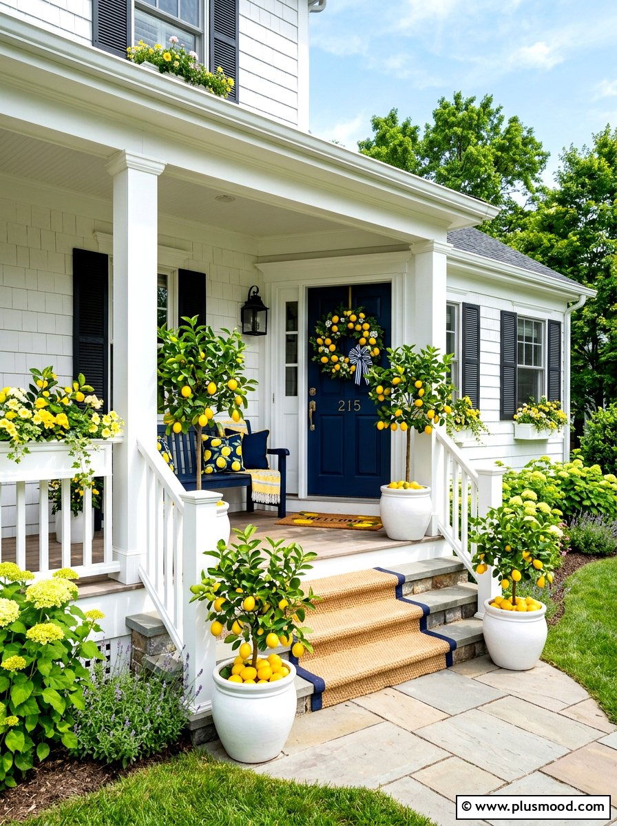Lemon Theme Porch - 25 summer front steps ideas for summer