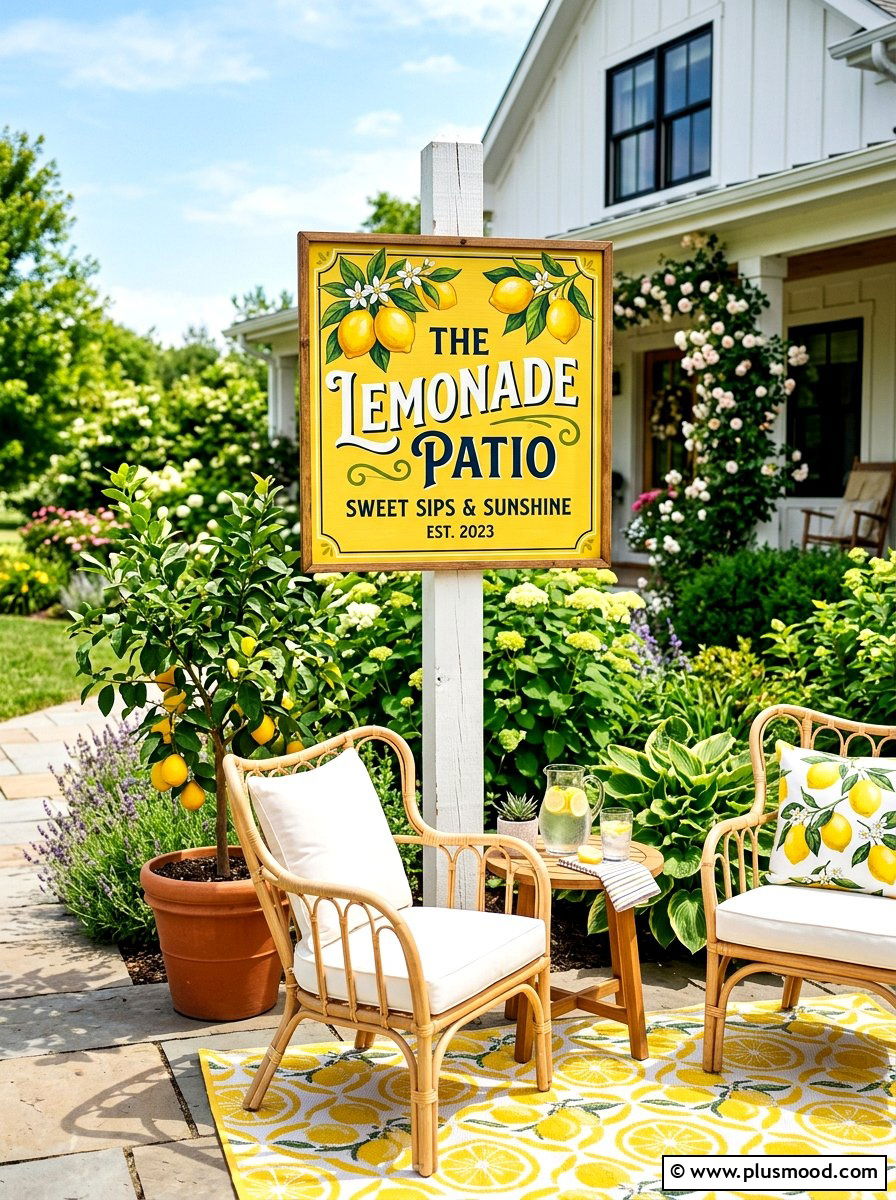 Lemon Theme Sign - 25 summer front porch sign ideas