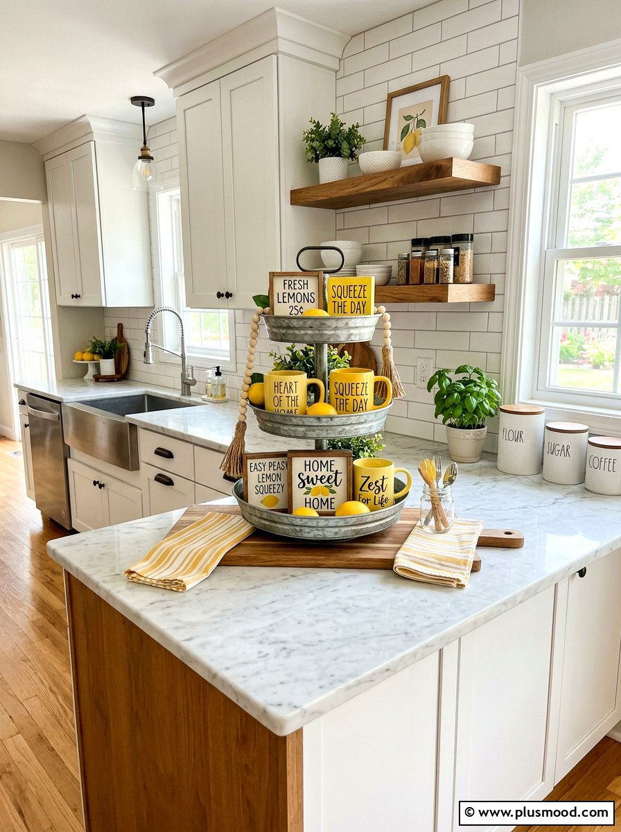 Lemon Tiered Tray Decor - 25 summer lemon theme decor ideas