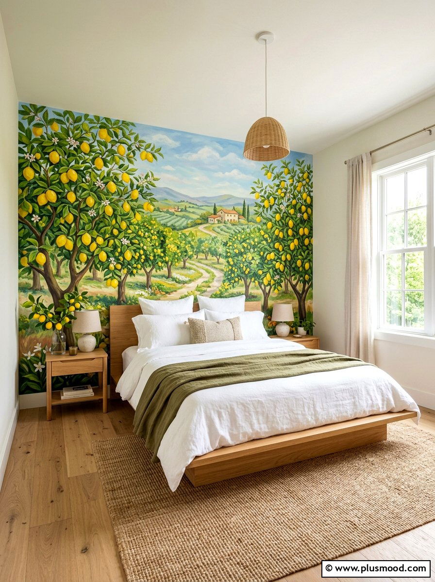 Lemon Wall Mural - 25 summer lemon bedroom decor ideas