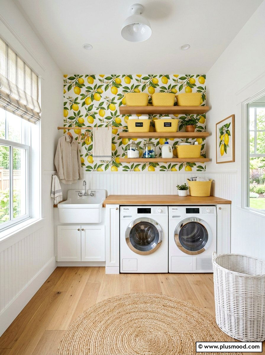 Lemon Wallpaper Accent Wall - 25 summer lemon theme decor ideas