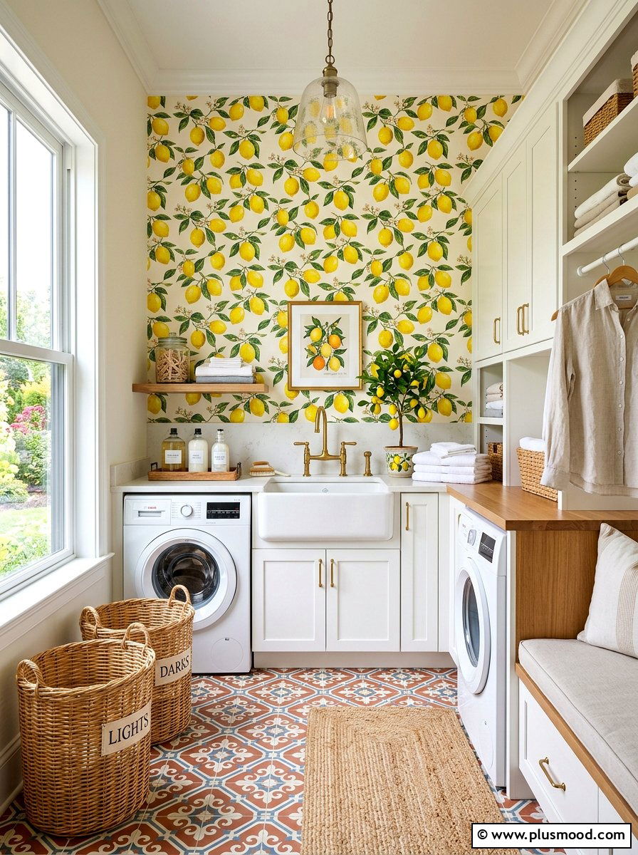 Lemon Wallpaper Accent Wall - 25 summer decor ideas with lemons