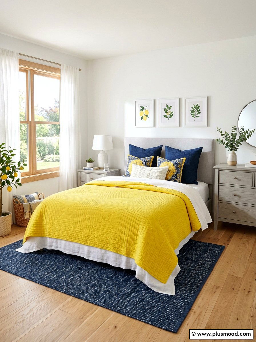 Lemon Yellow Quilt - 25 summer bedding color ideas
