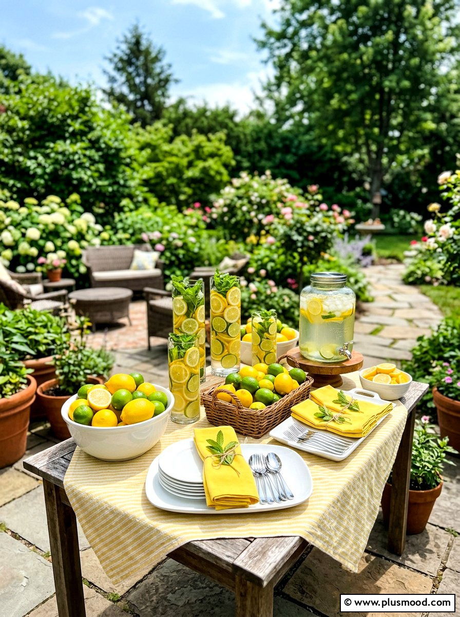 Lemon and Lime Table Decor - 25 summer buffet table decor ideas