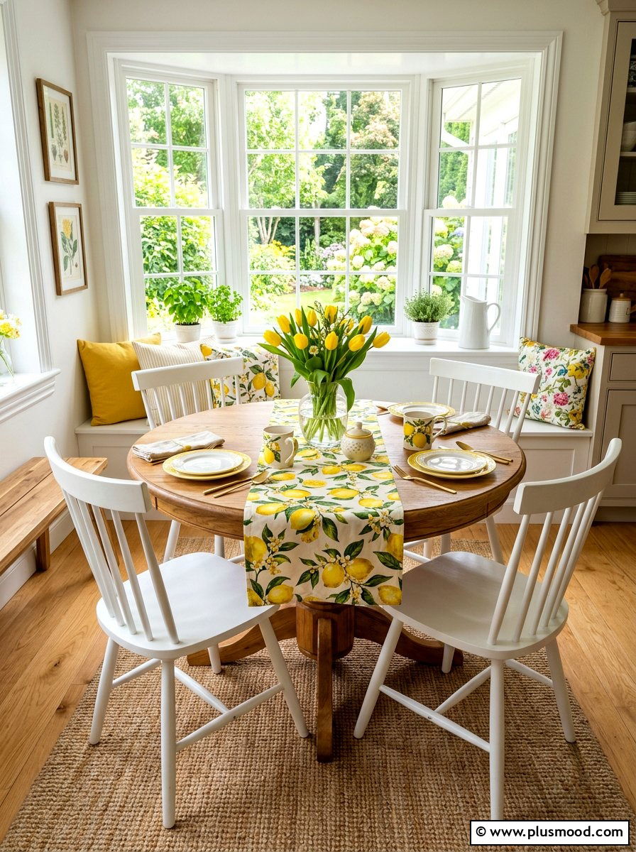 Lemon pattern table runner - 25 summer citrus home decor ideas