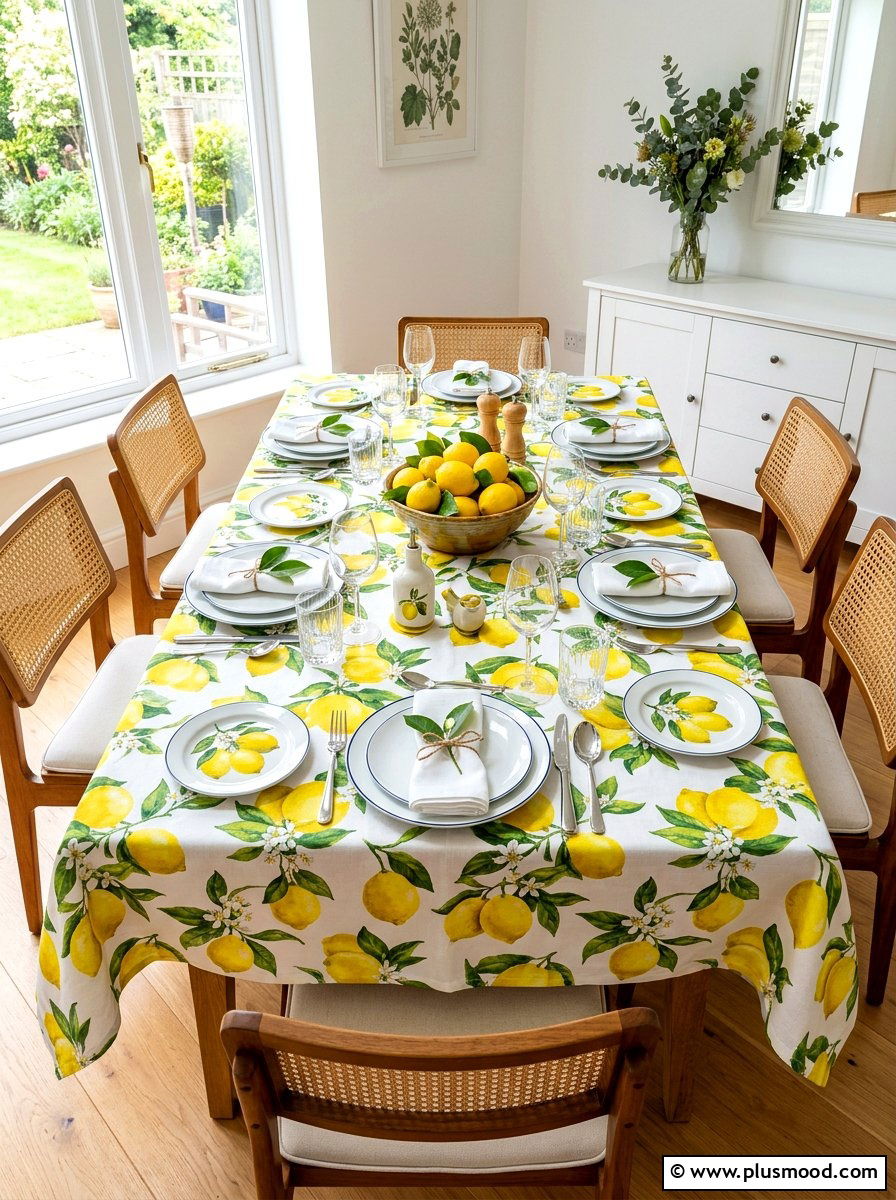 Lemon tablecloth decor - 25 trending summer home decor ideas