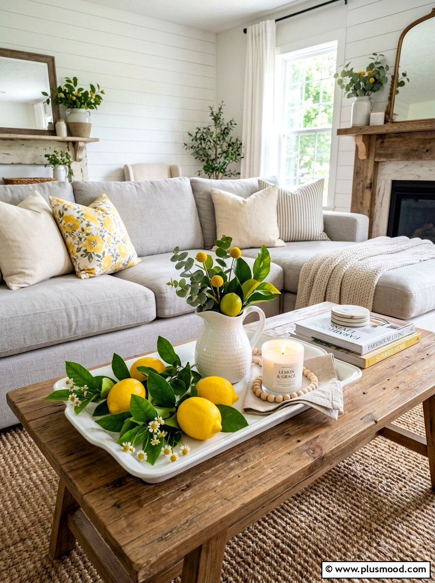 Lemon tray coffee table - 25 summer tray decor ideas for living room