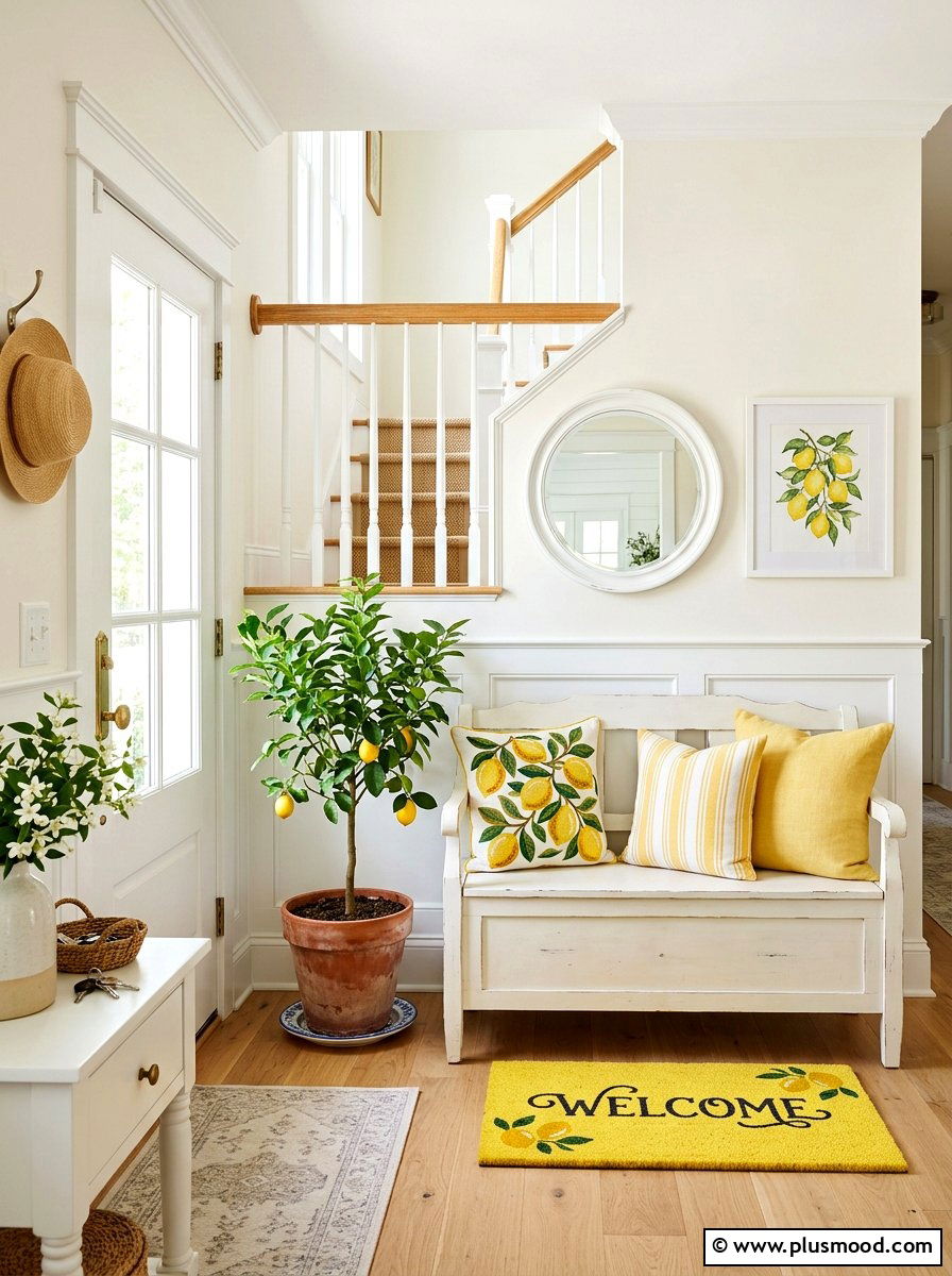 Lemon tree inspired foyer - 25 summer entryway decor ideas