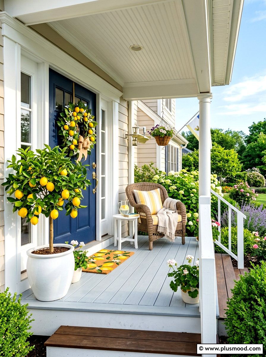 Lemon tree summer porch - 25 summer front porch decor ideas with topiaries