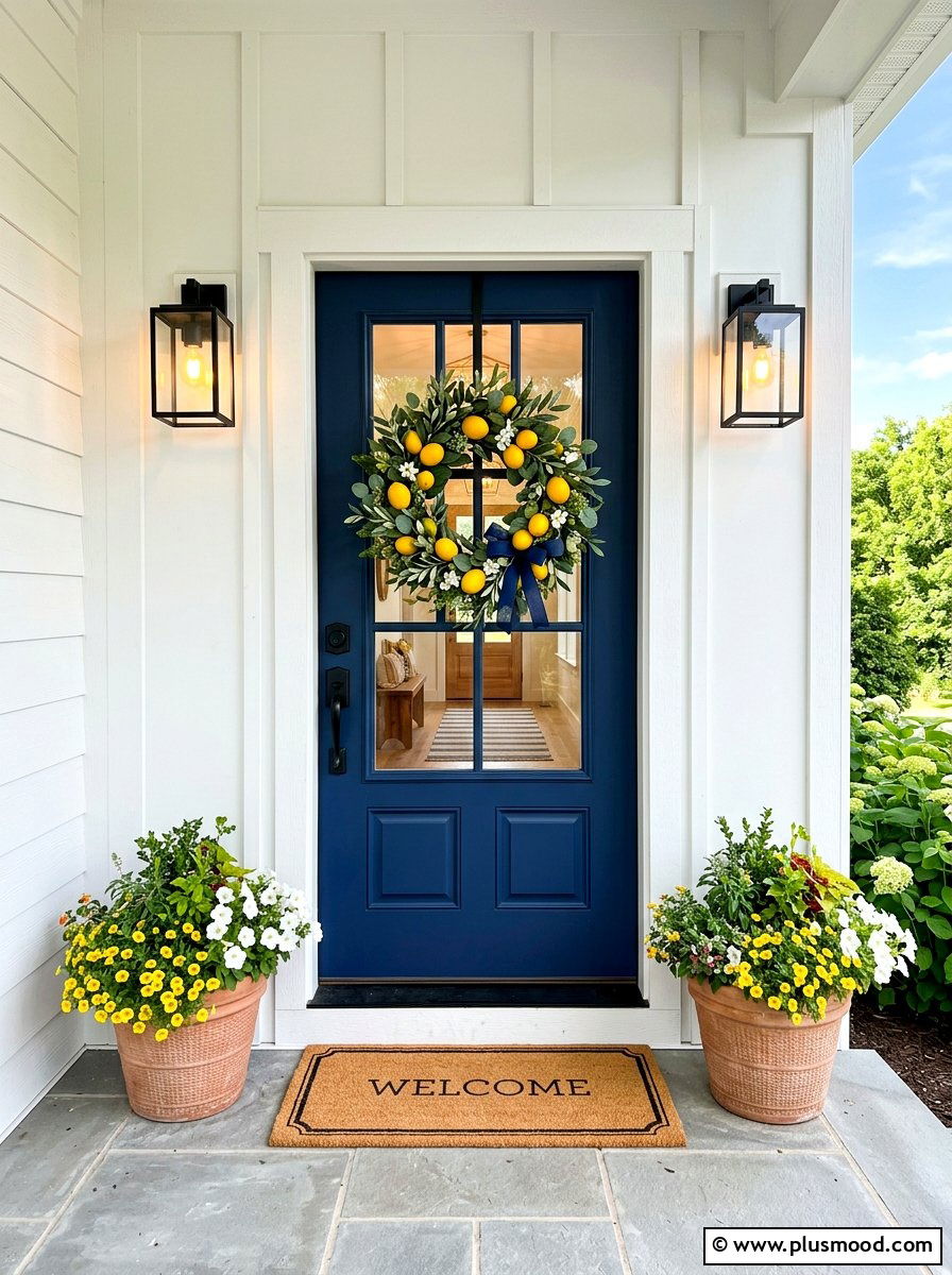 Lemon wreath - 25 summer front porch wreath ideas