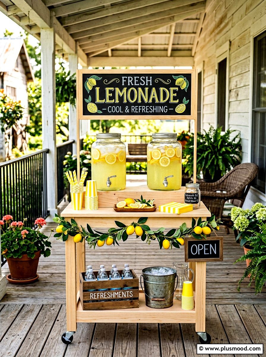 Lemonade Stand Bar Cart - 25 summer bar cart styling ideas for summer