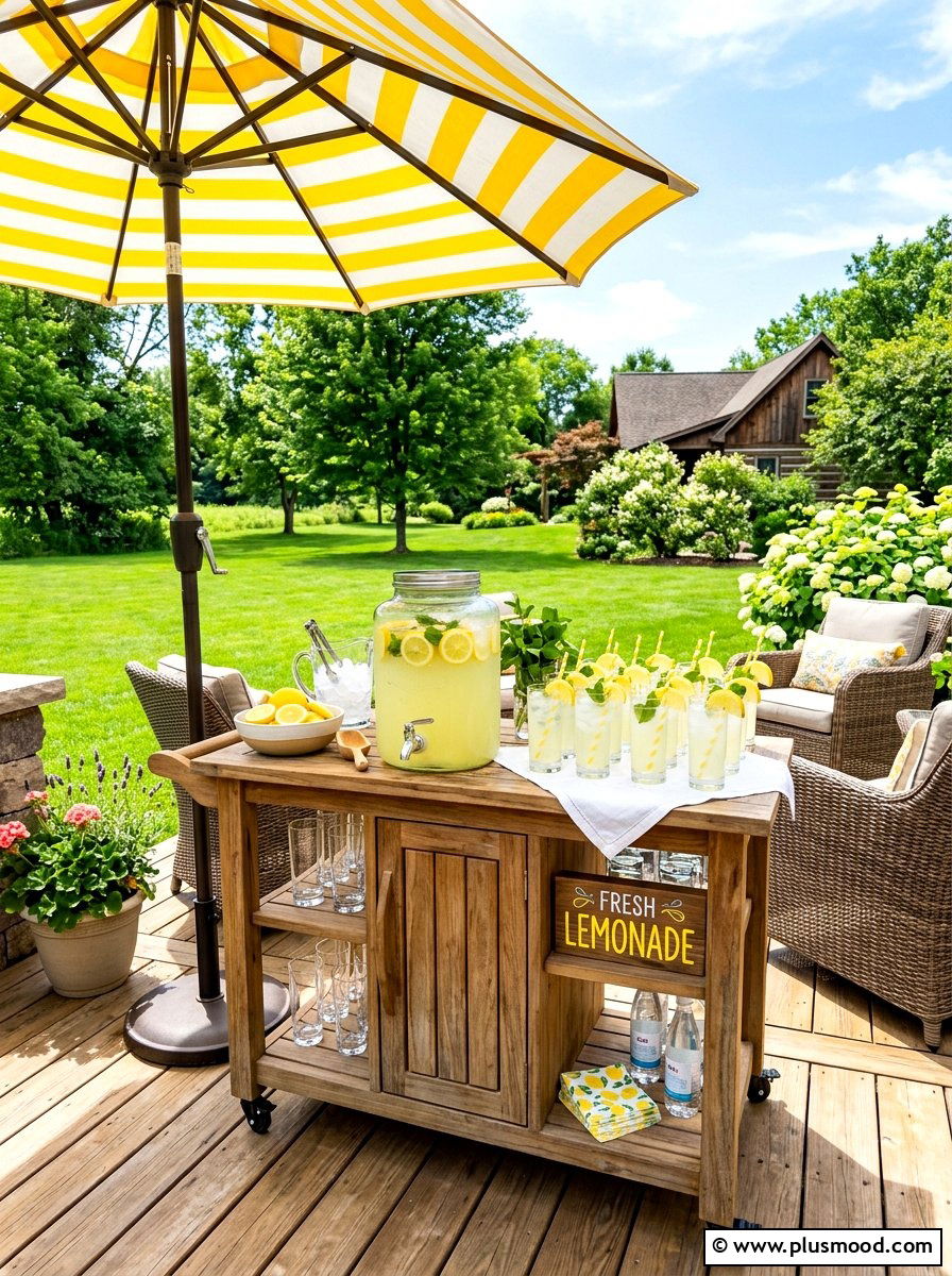 Lemonade station outdoor bar - 25 summer citrus home decor ideas