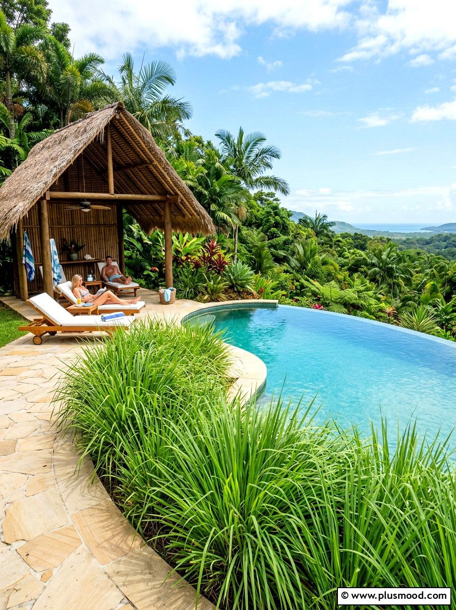 Lemongrass Mosquito Barrier - 25 pool landscaping ideas with herbs
