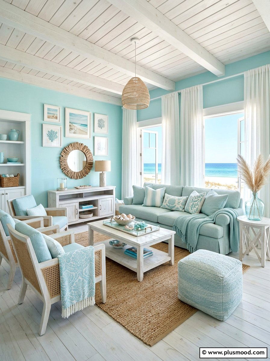 Light Blue Coastal Living Room - 25 summer nautical decor ideas for living room