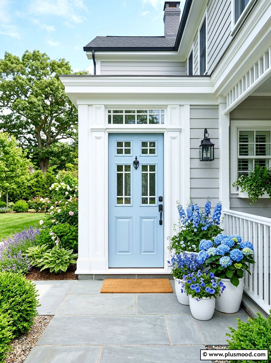 Light Blue Front Door White Trim - 25 summer front porch decor ideas with blue and white