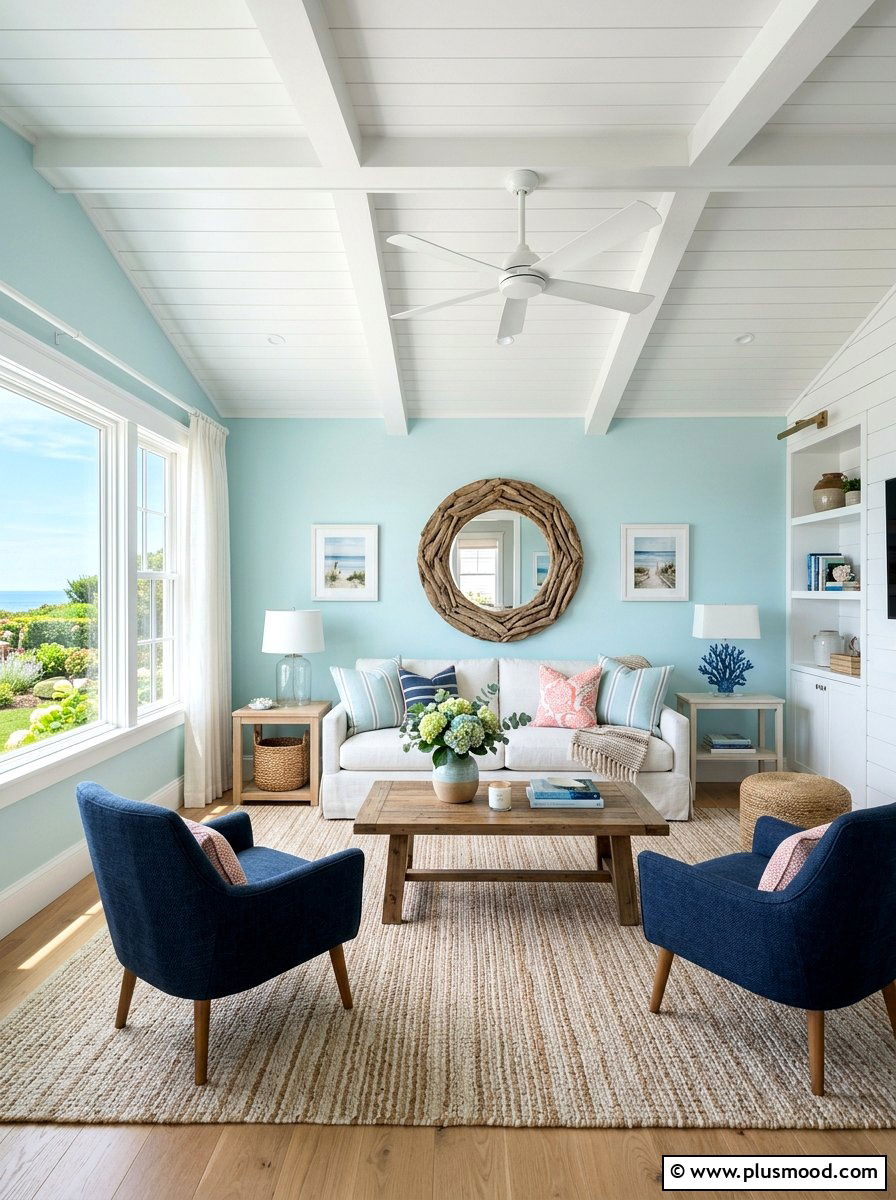 Light Blue Living Room - 25 coastal summer living room ideas