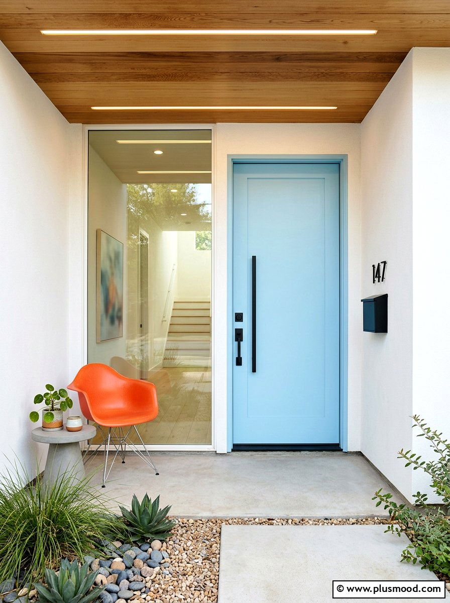 Light Blue Modern Entrance - 25 summer blue front door ideas