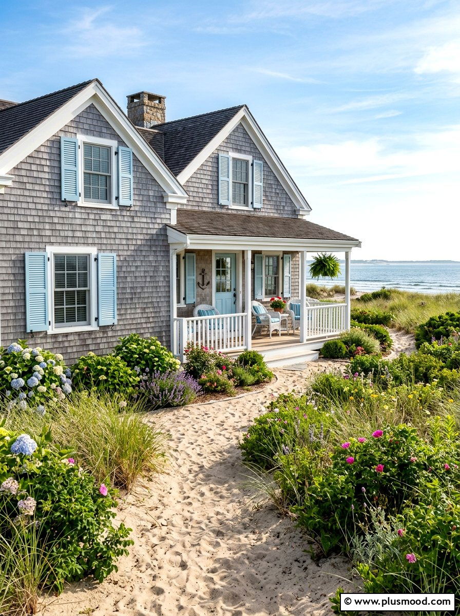 Light Blue Shutters Coastal Cottage - 25 summer shutters color ideas