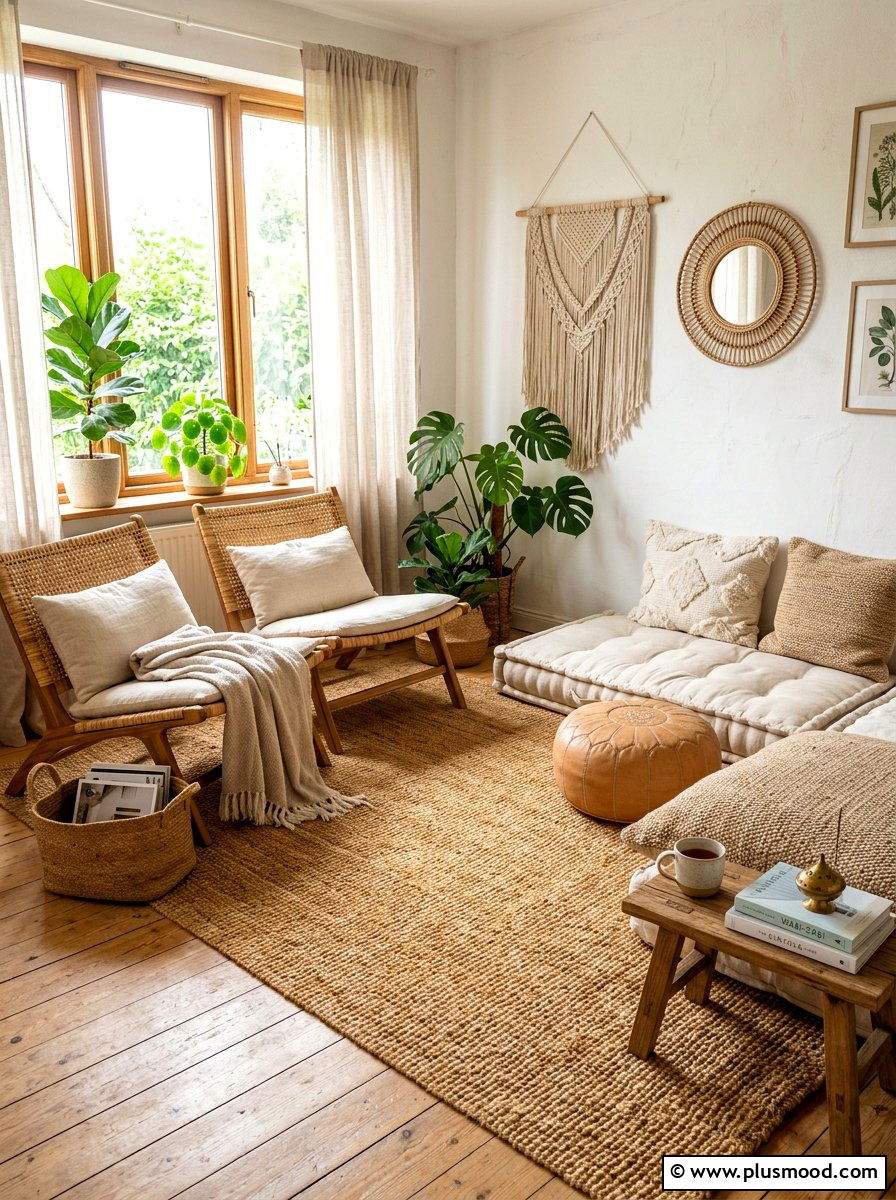 Light Jute Rug Sitting Area - 25 light and airy summer decor ideas