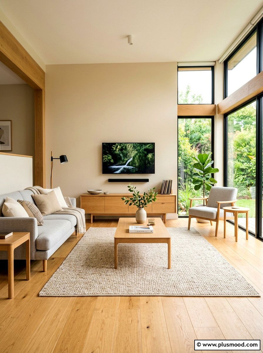 Light Oak Wood Living Room - 25 summer decor ideas for beige living room