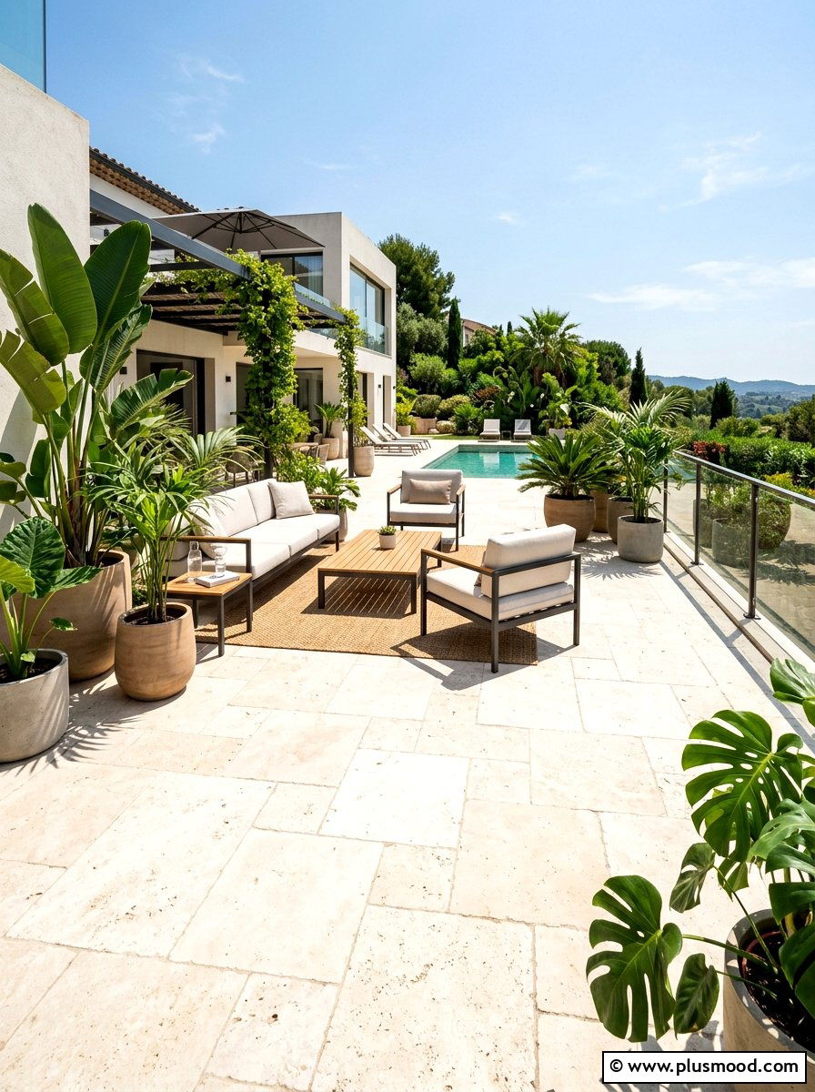 Light Stone Flooring - 25 summer patio ideas for hot weather