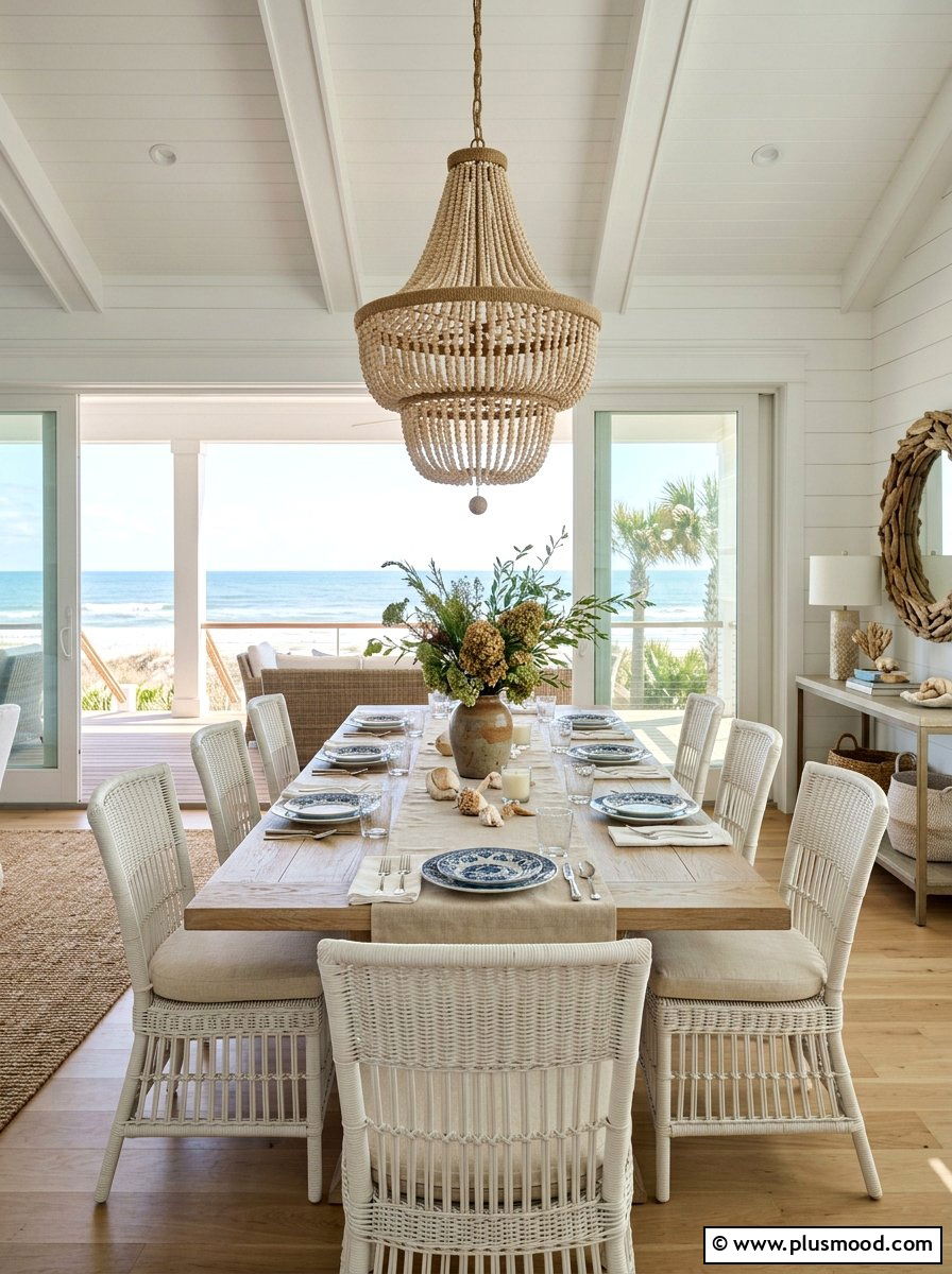 Light Wood Coastal Dining - 25 summer coastal decor ideas
