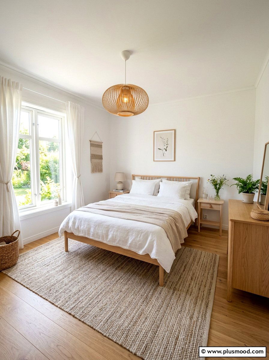 Light Wood Pendant Light - 25 summer bedroom lighting ideas