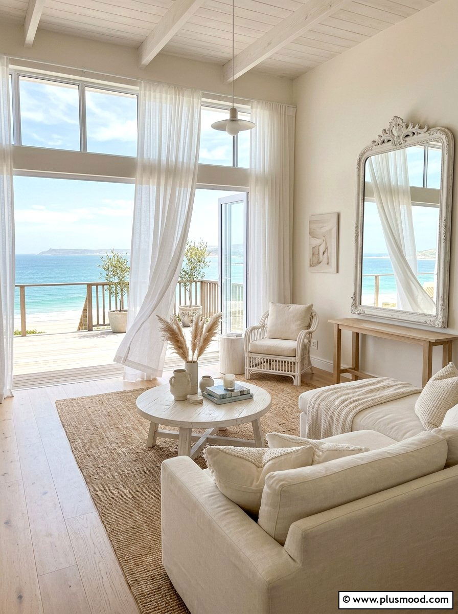Light and airy coastal living room - 25 summer coastal living room ideas