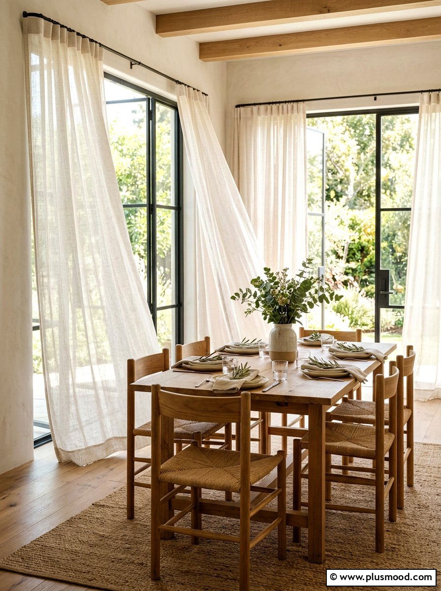 Light linen curtains - 25 summer decor ideas without clutter