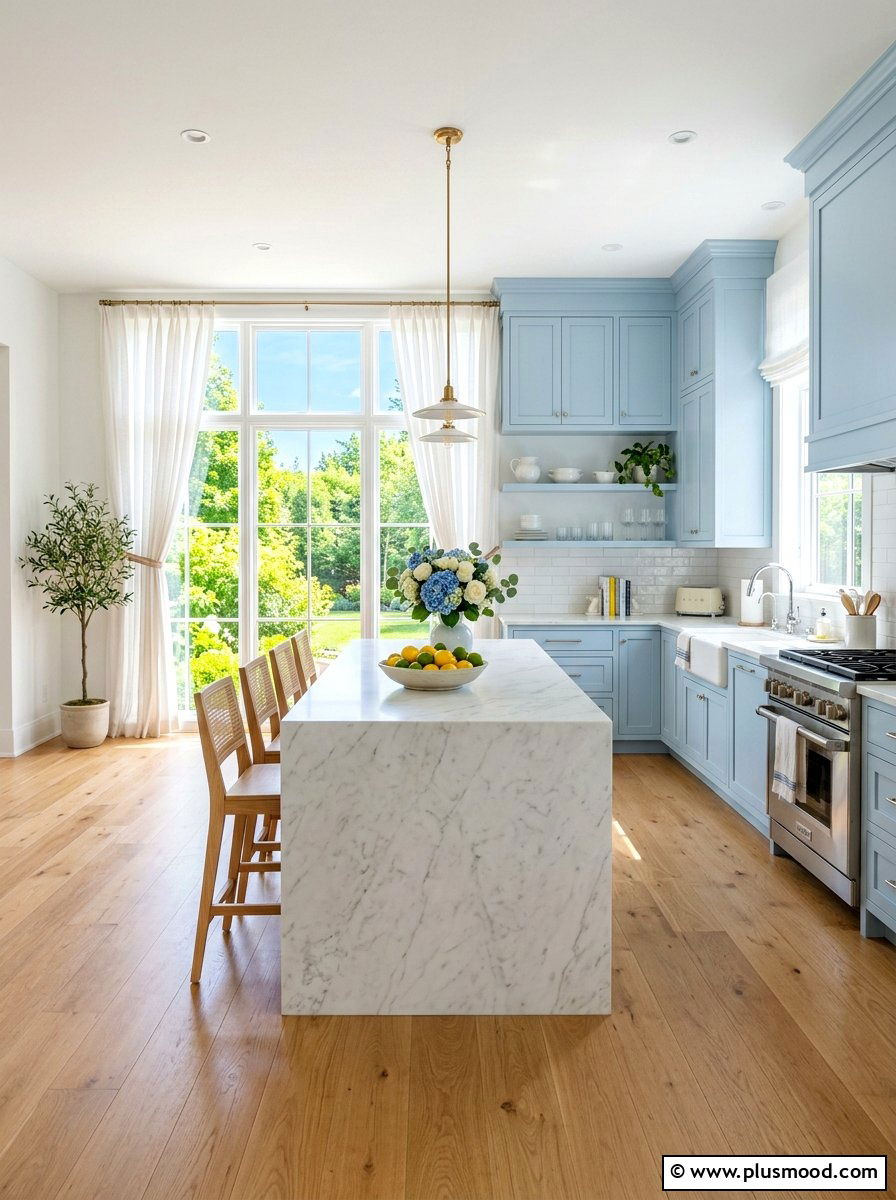 Light oak flooring - 25 summer cottage kitchen ideas