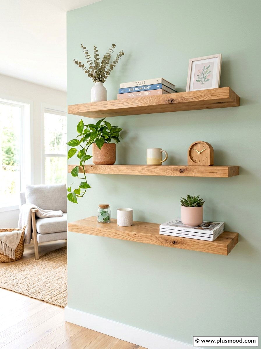 Light wood shelves - 25 summer shelf decor ideas