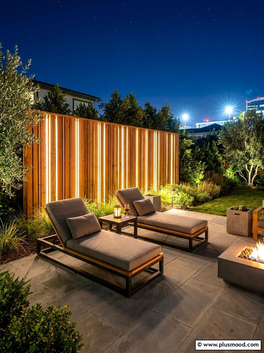 Lighted Privacy Wall - 25 summer patio privacy ideas