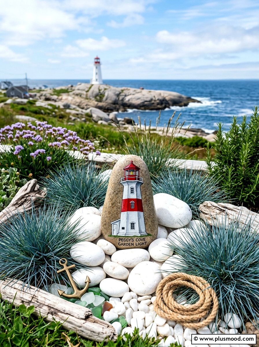 Lighthouse Painted Rock - 25 painted rock ideas for memorial garden