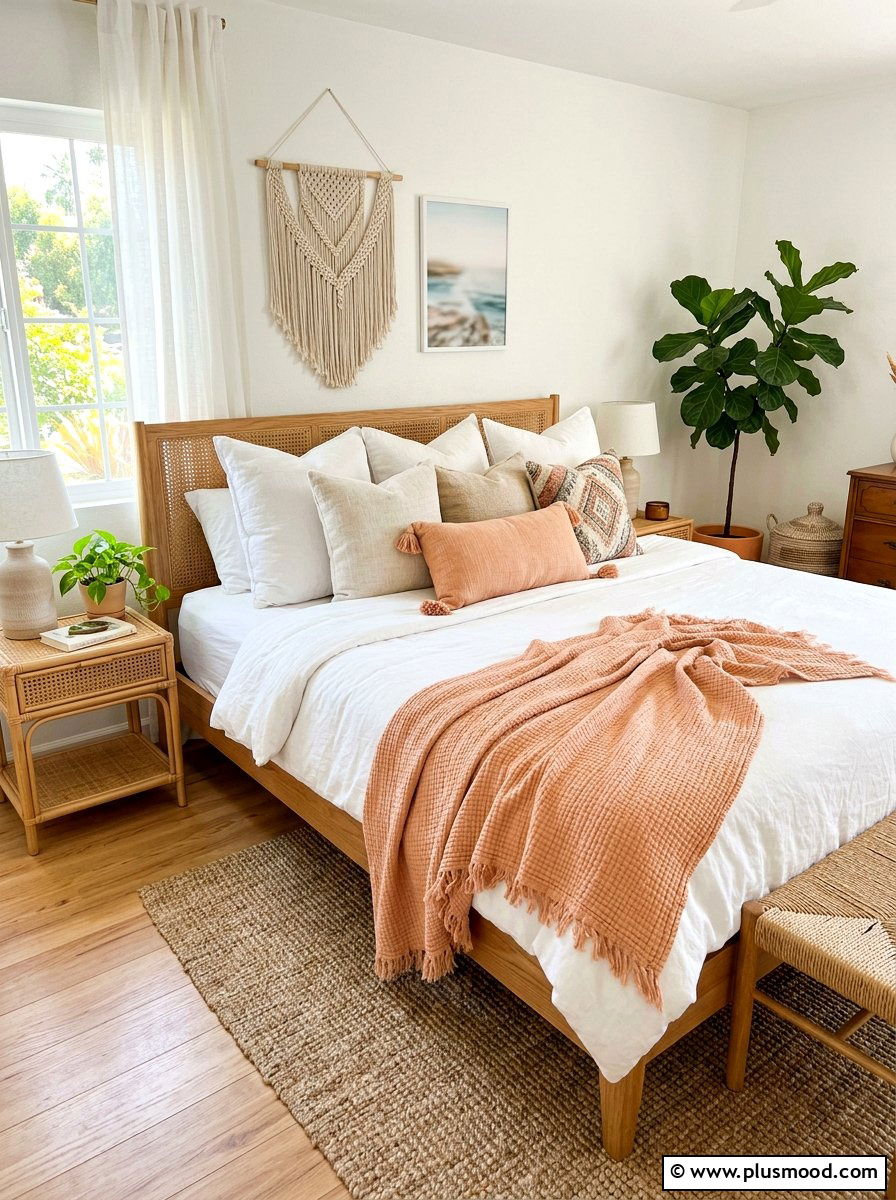 Lightweight gauze throw - 25 late summer bedroom decor ideas