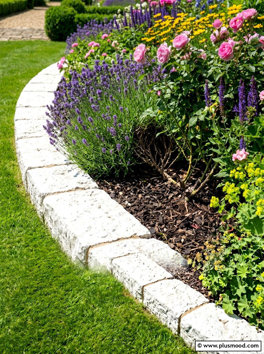 Limestone Garden Edge - 25 summer rock landscaping ideas