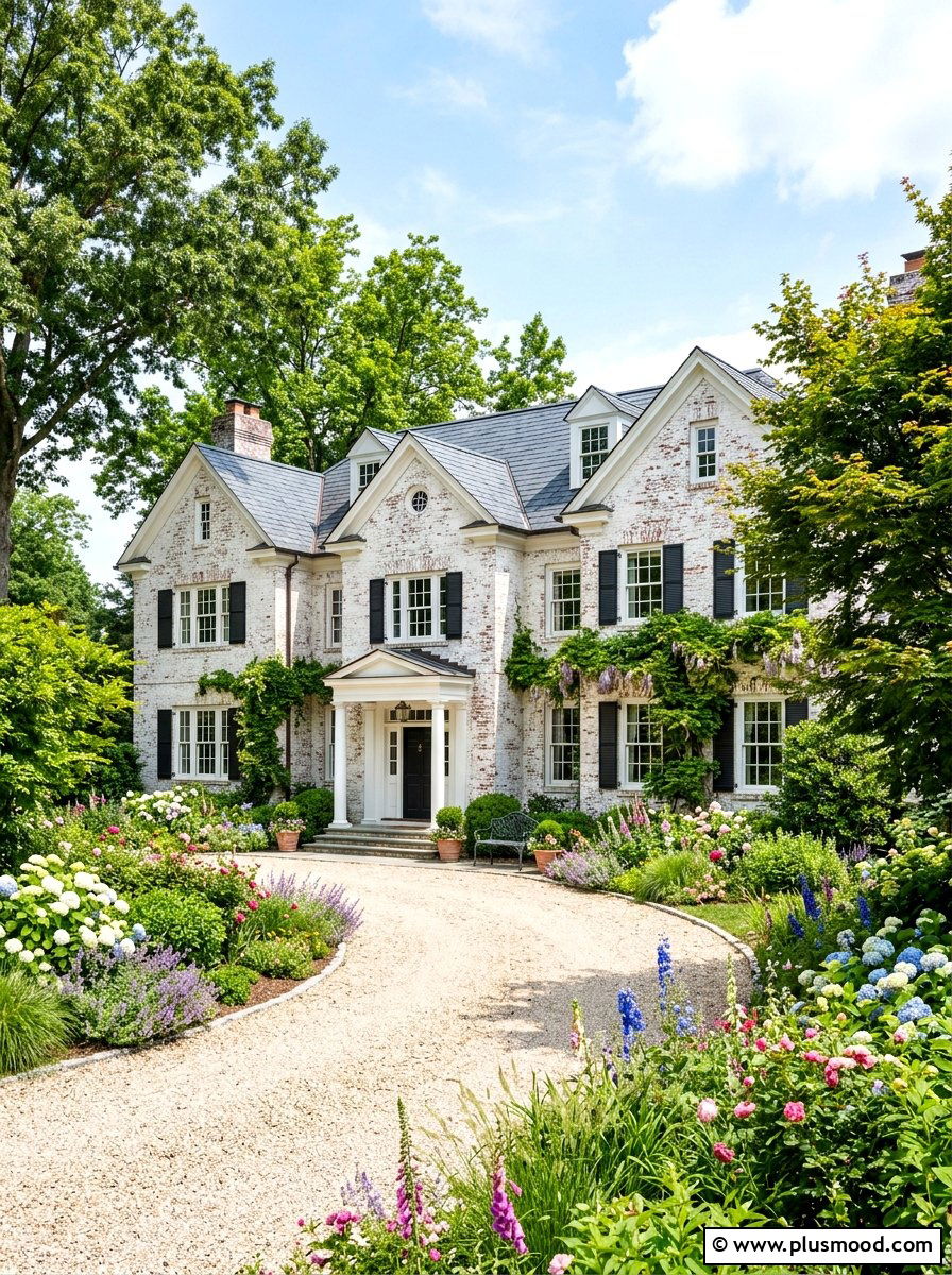 Limewash Brick Exterior - 25 summer brick house curb appeal ideas