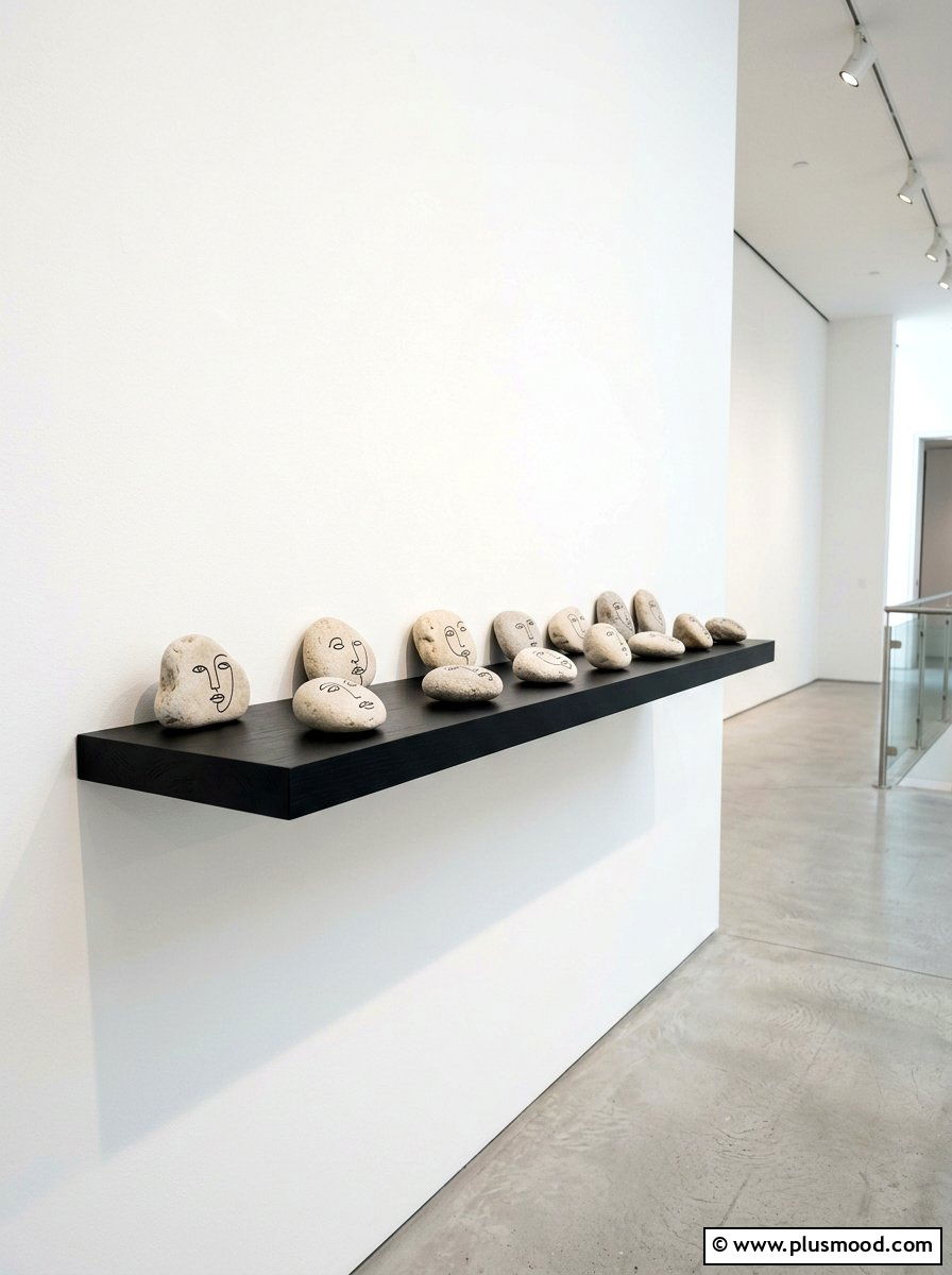 Line Art Stone - 25 painted rock ideas for tabletop display