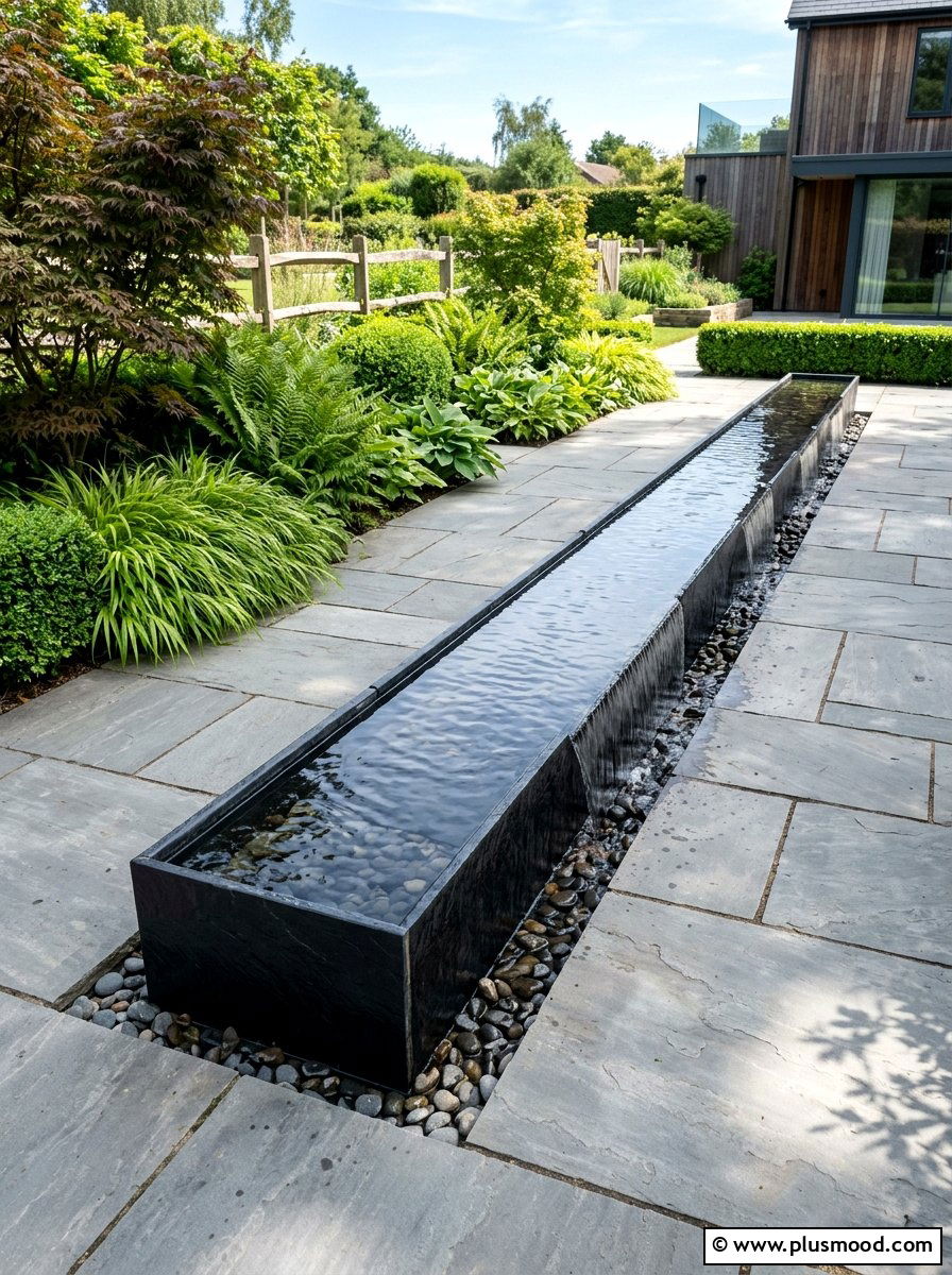 Linear water feature - 25 small backyard ideas for minimalist style