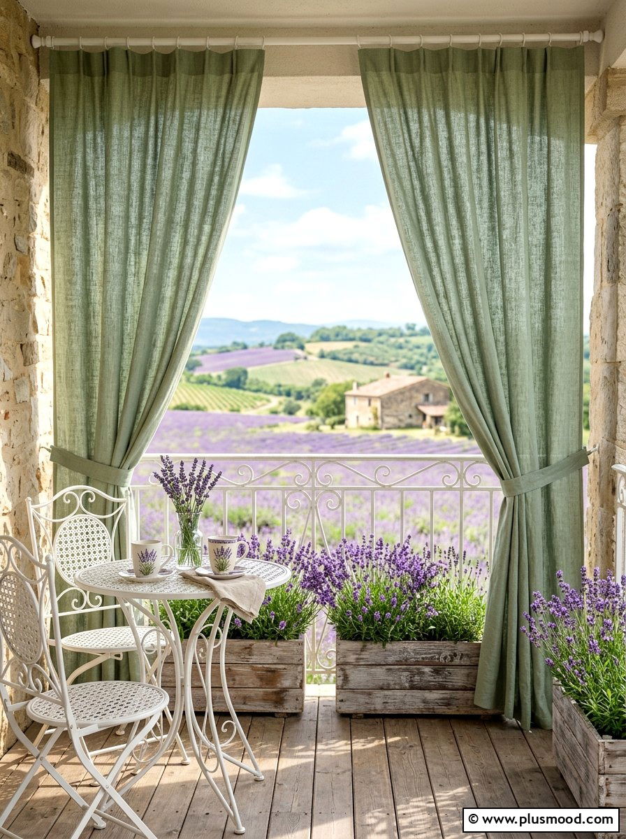 Linen Blend Balcony Curtains - 25 summer balcony curtain ideas