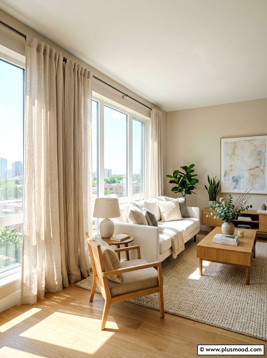 Linen Curtains - 25 summer decor ideas for apartments