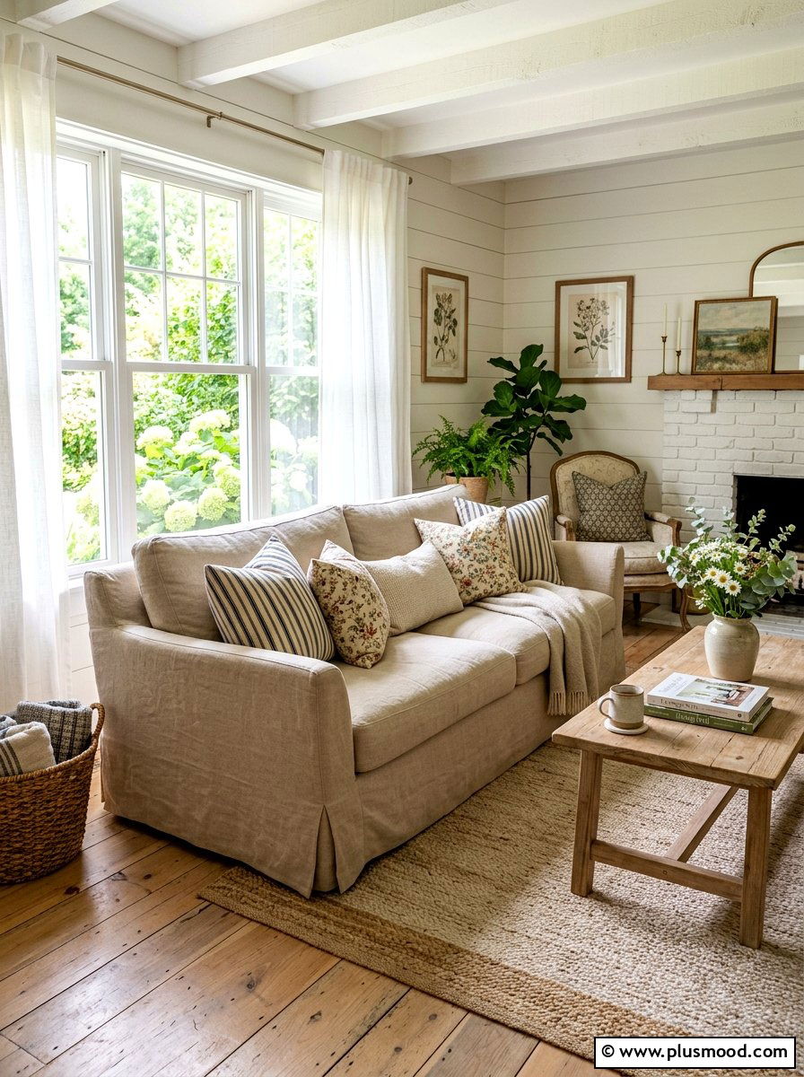 Linen Fabric Sofa Living Room - 25 summer decor ideas for beige living room