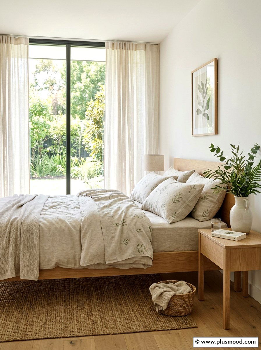 Linen Sheets With Leaf Prints - 25 summer botanical bedroom ideas