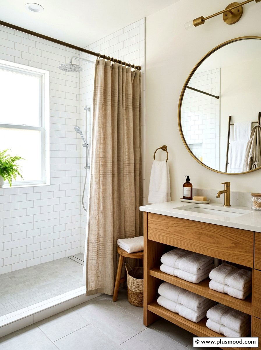 Linen Shower Curtain - 25 summer linen decor ideas