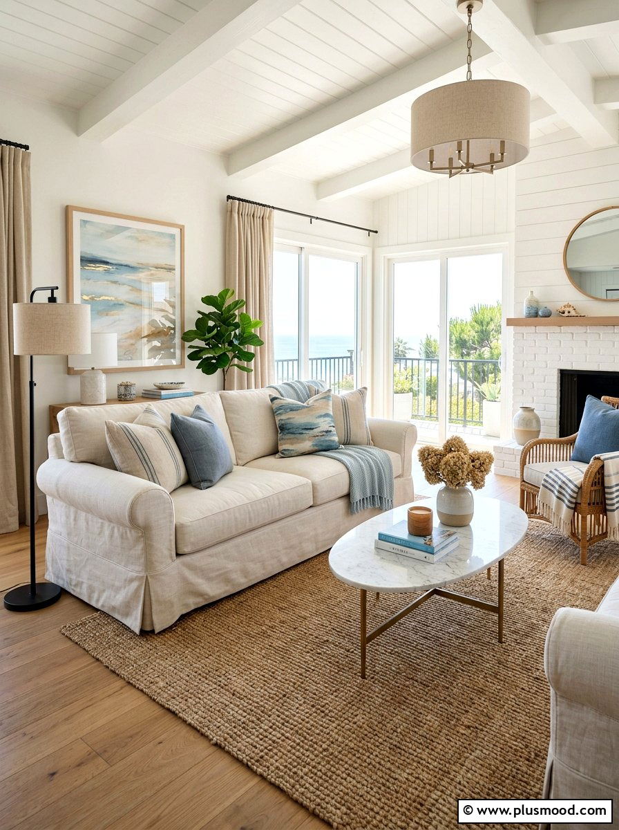 Linen Slipcovered Sofa - 25 summer linen decor ideas