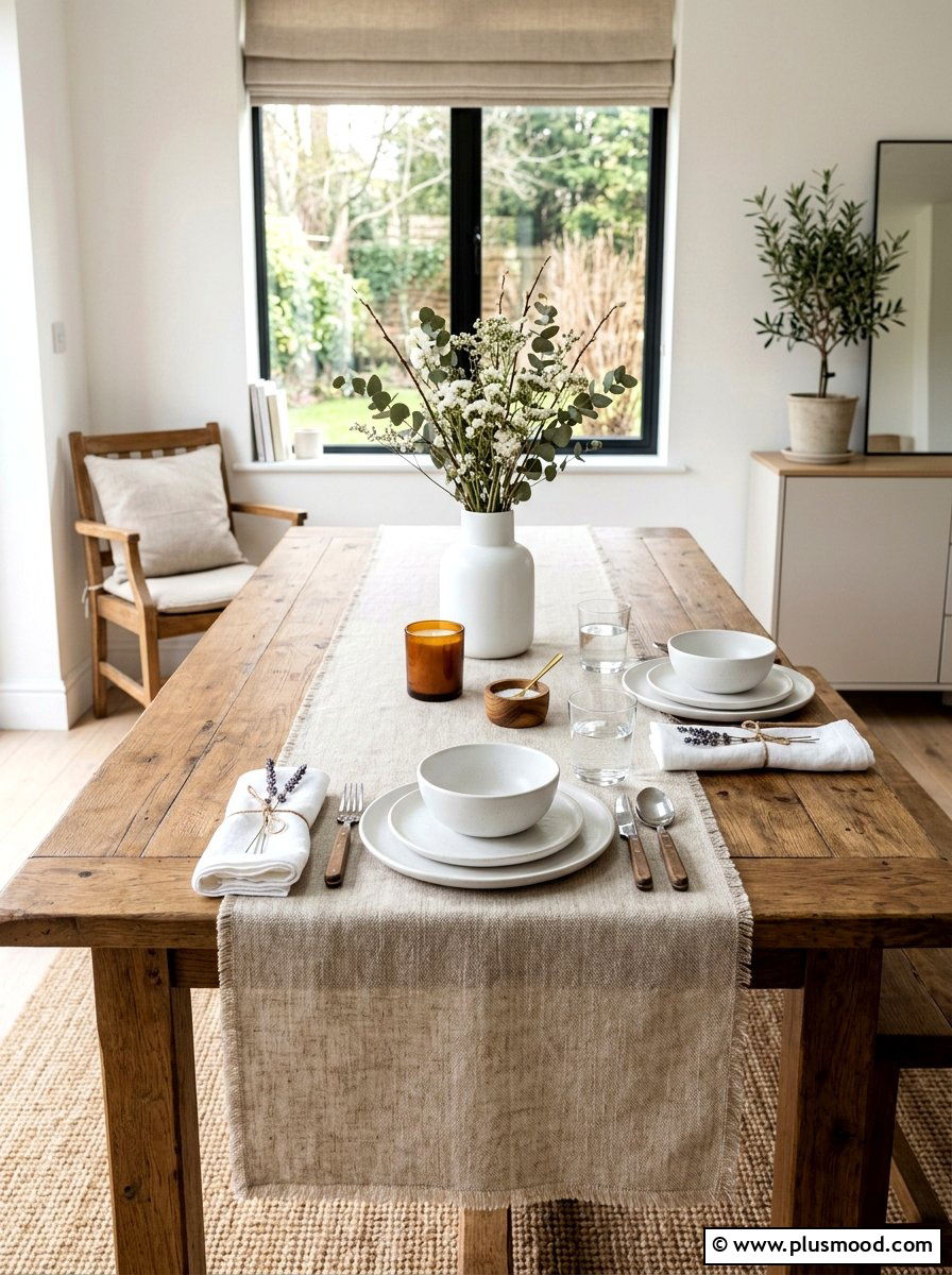 Linen Table Runner - 25 summer brunch table ideas