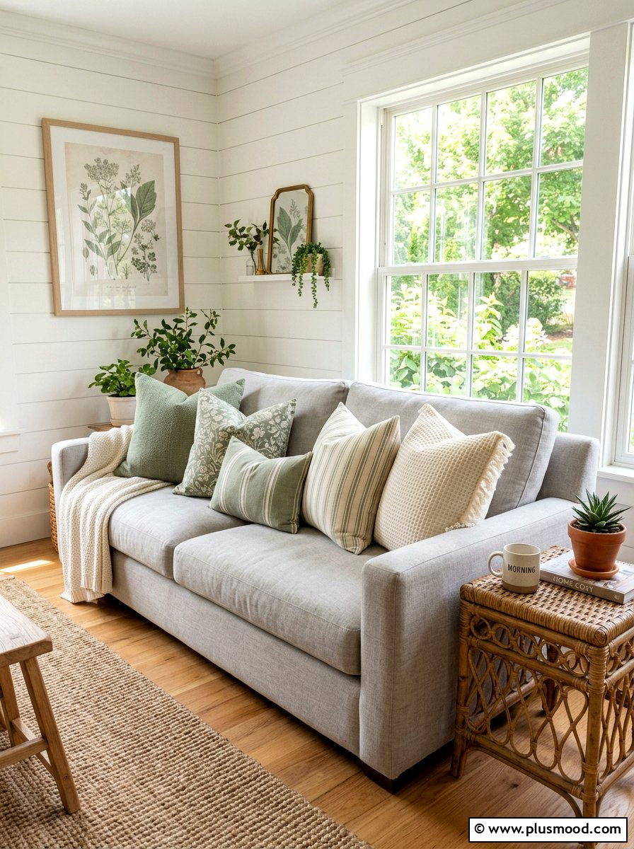 Linen Throw Pillow - 25 farmhouse summer living room ideas