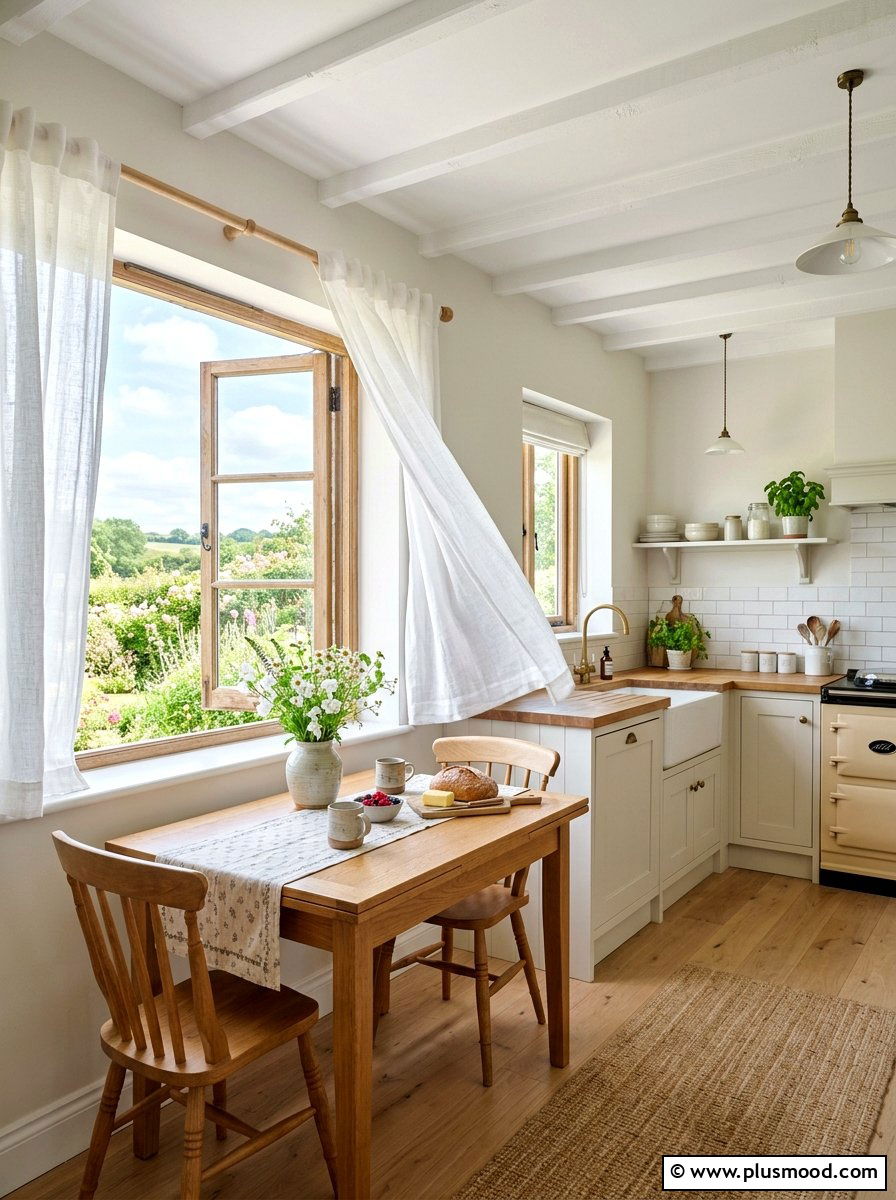 Linen Window Curtains - 25 summer farmhouse kitchen decor ideas