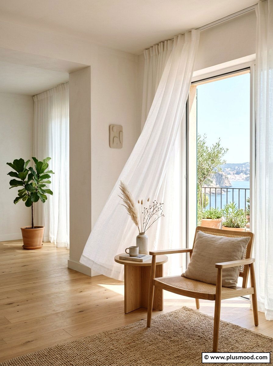 Linen sheer curtain - 25 summer cottage decor ideas