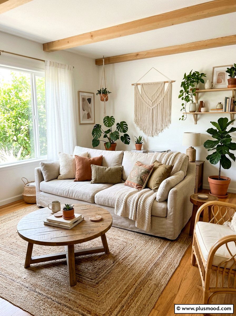 Linen sofa - 25 boho summer living room ideas